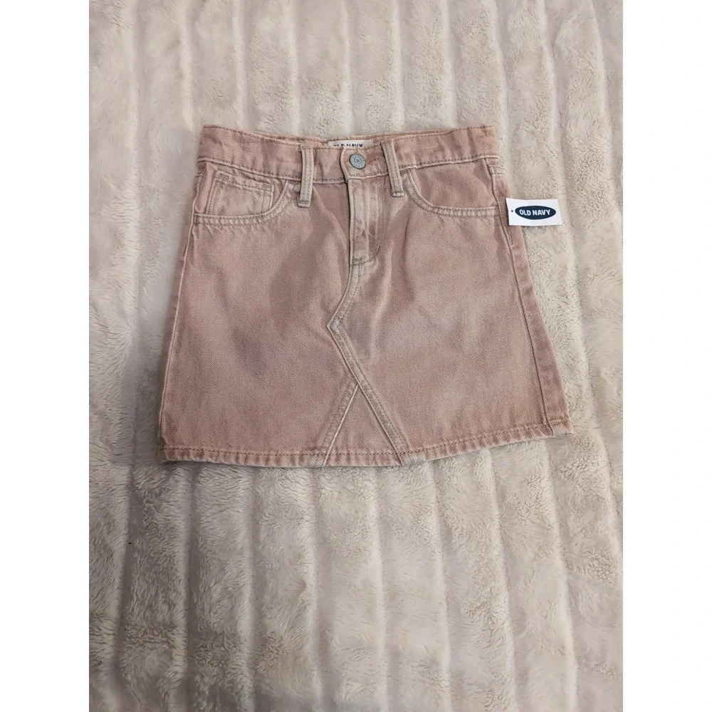 Old Navy NWT Girl's Pink Denim Cotton Mini Skirt‎ Size Small